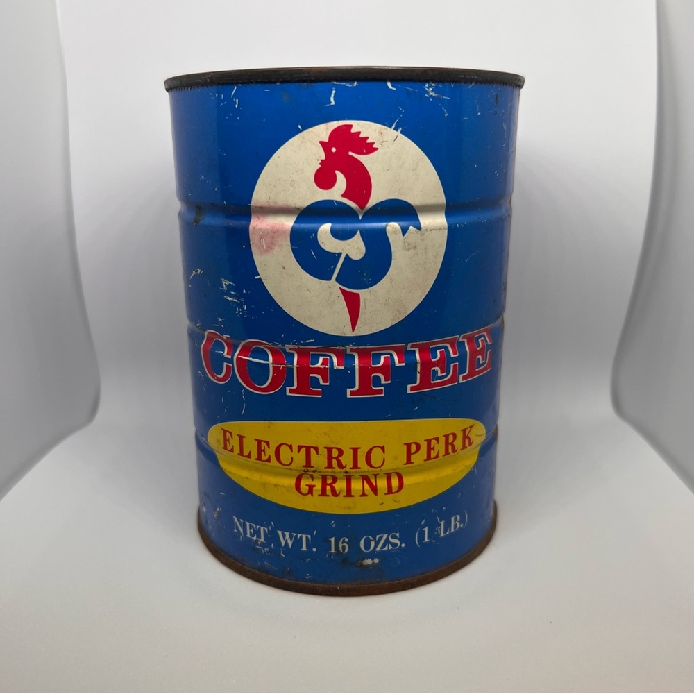 Colonial Stores Atlanta GA Vintage Electric Perk Grind Coffee Can 16 oz